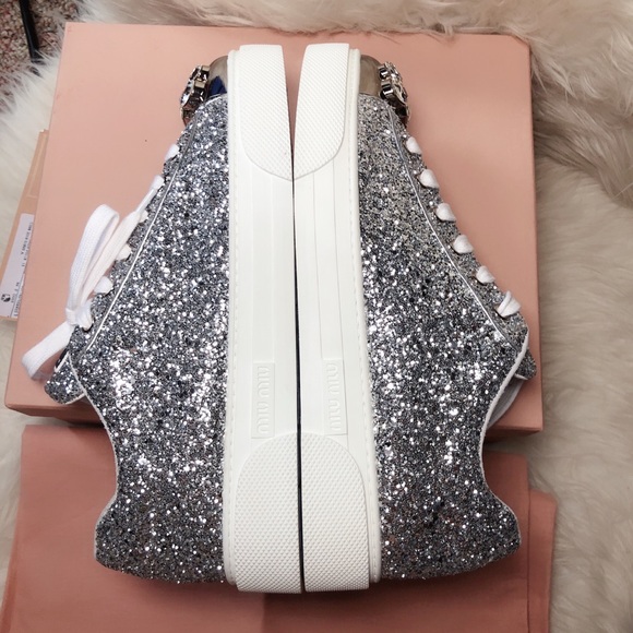 ❤️SOLD❤️new MIU MIU glitter crystal sneaker 40 - Picture 5 of 8
